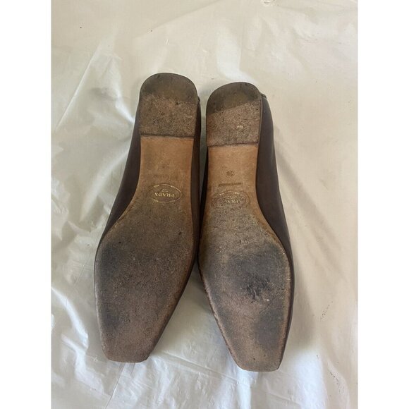 Prada Brown Leather flat loafer  Stitching Sz 38 8 US - Picture 10 of 12